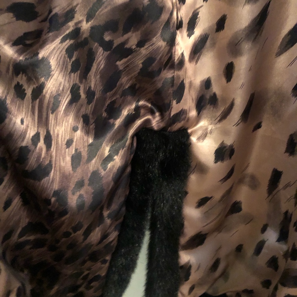 Dennis Basso Black Faux Fur Coat with Leopard Lining - Picture 3 of 4